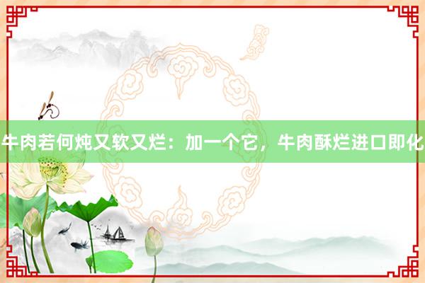 牛肉若何炖又软又烂：加一个它，牛肉酥烂进口即化