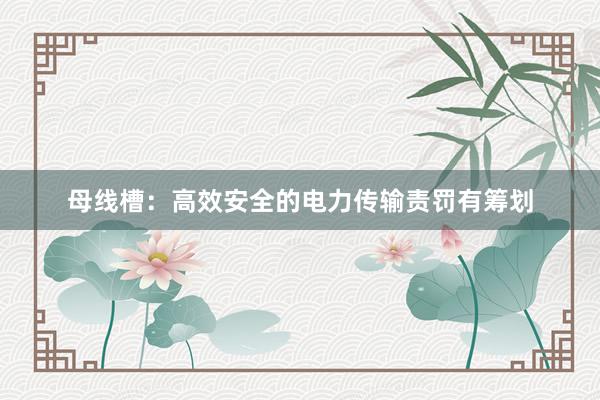 母线槽：高效安全的电力传输责罚有筹划